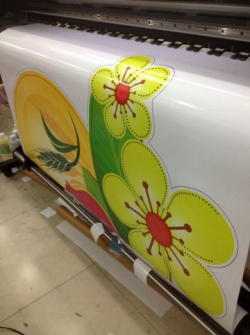 In Decal hình hoa mai, hoa đào giá rẻ trang trí Tết cho showroom xe Kia