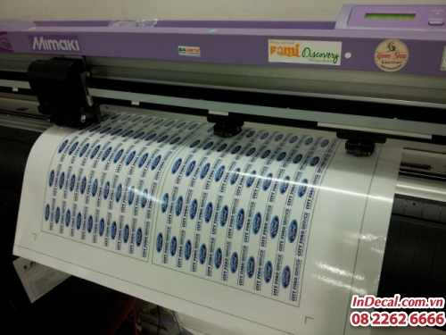 Tem nhãn decal cán bóng được bế trên máy bế Mimaki Nhật Bản