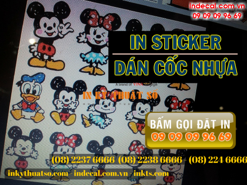 In sticker dan coc nhua tu decal nhan vat hoat hinh micky tu Cong ty TNHH In Ky Thuat So - Digital Printing 